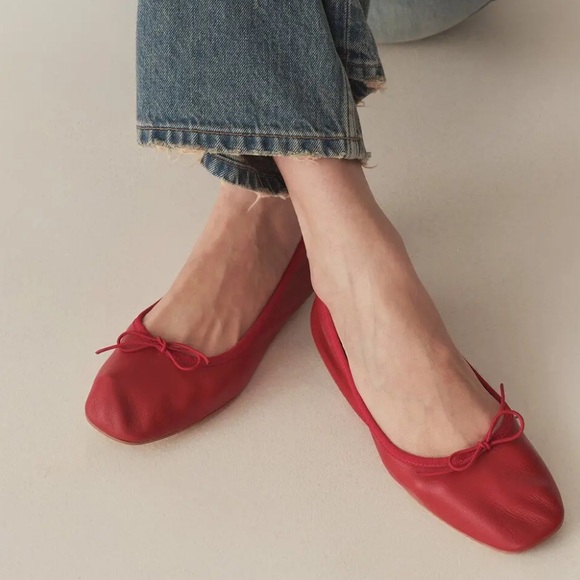 DÔEN Fifi flats, brand new size 6.5, Red Nappa - Picture 2 of 6